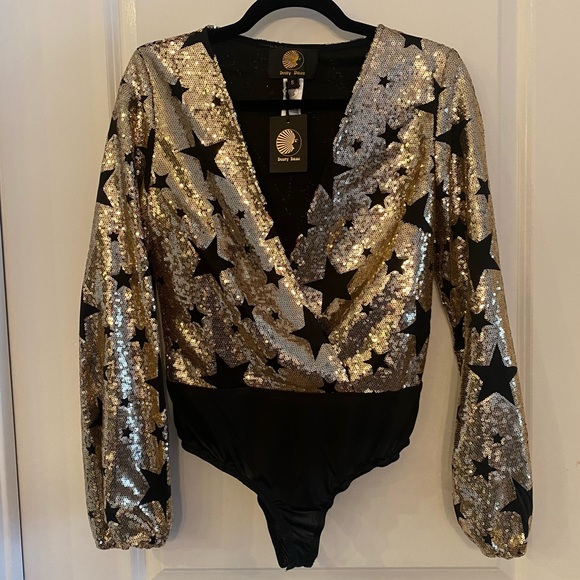 Brand New Sequin Plunge Front Bodysuit - Picture 5 of 8